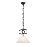 Portalámparas de techo colgante doble herradura con pantalla textil 30 cm Campiluz vista completa