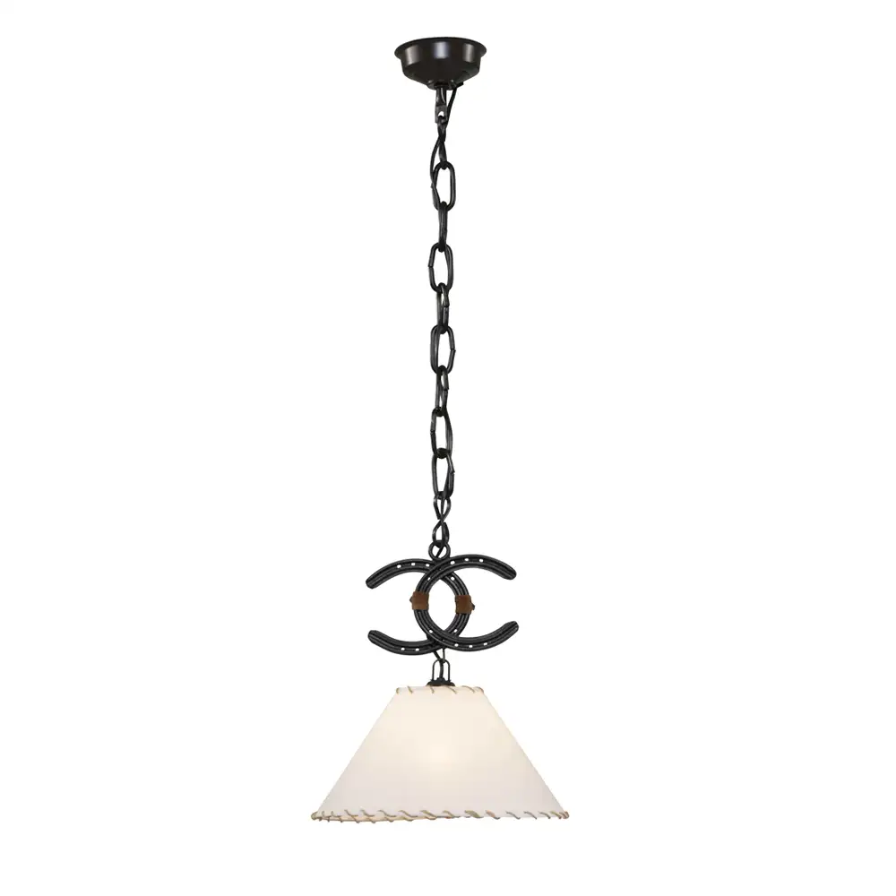 Portalámparas de techo colgante doble herradura con pantalla textil 30 cm Campiluz vista completa