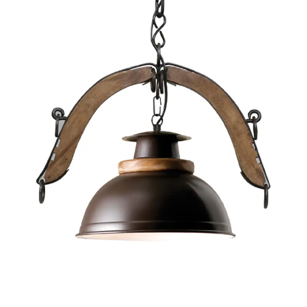 Portalámparas de techo colgante doble yuguilo con campana esfera y pantallas Campiluz vista lateral