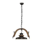 Portalámparas de techo colgante doble yuguilo con campanas y pantallas Campiluz vista completa