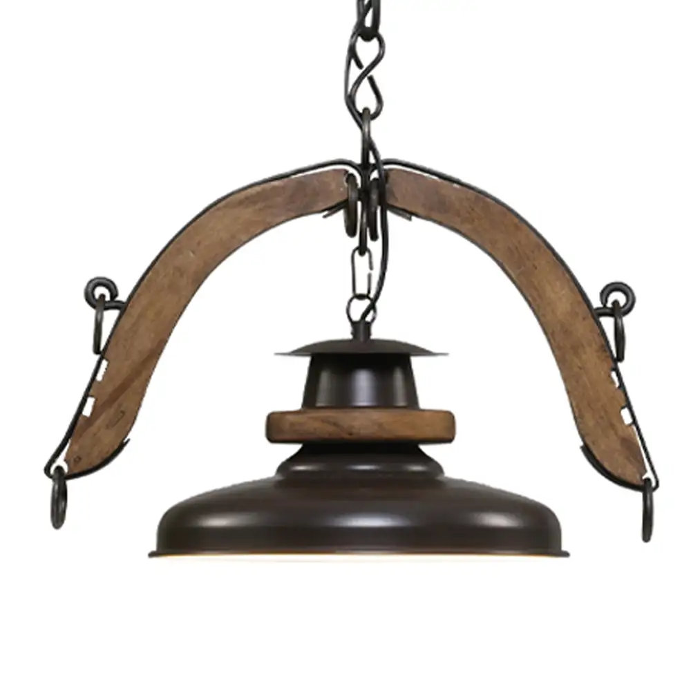 Portalámparas de techo colgante doble yuguilo con campanas y pantallas Campiluz vista lateral