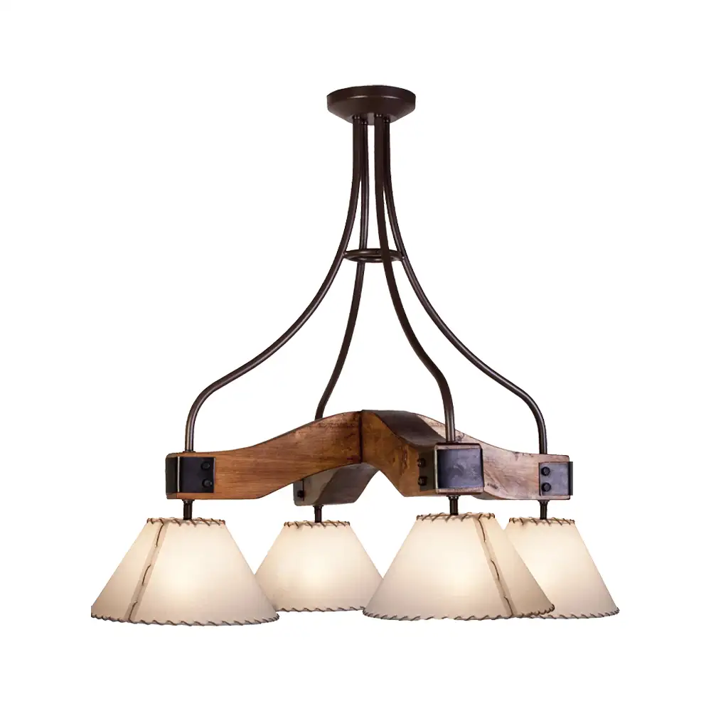 Portalámparas de techo colgante Napo 4 luces con pantallas textiles Campiluz vista completa