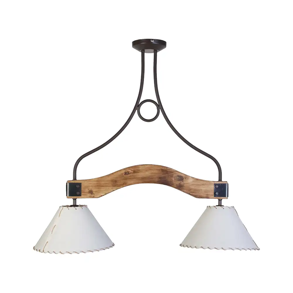 Portalámparas de techo colgante Napo doble con pantallas textiles Campiluz vista completa