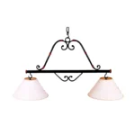 Portalámparas de techo colgante pampa doble en hierro con pantallas textiles rústicas Campiluz vista completa