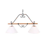 Portalámparas de techo colgante pampa doble en madera y metal con pantallas Campiluz vista completa