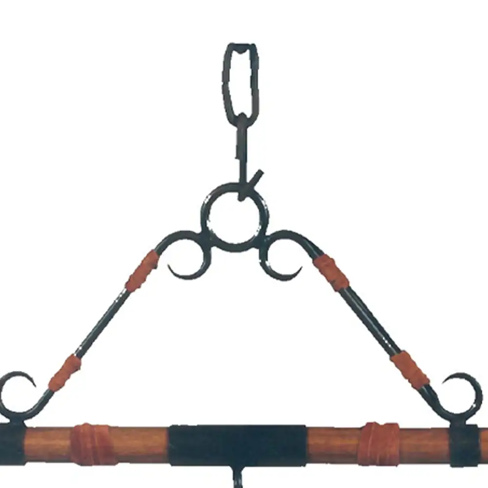 Portalámparas de techo colgante pampa individual en madera y metal con pantalla Campiluz detalle estructura