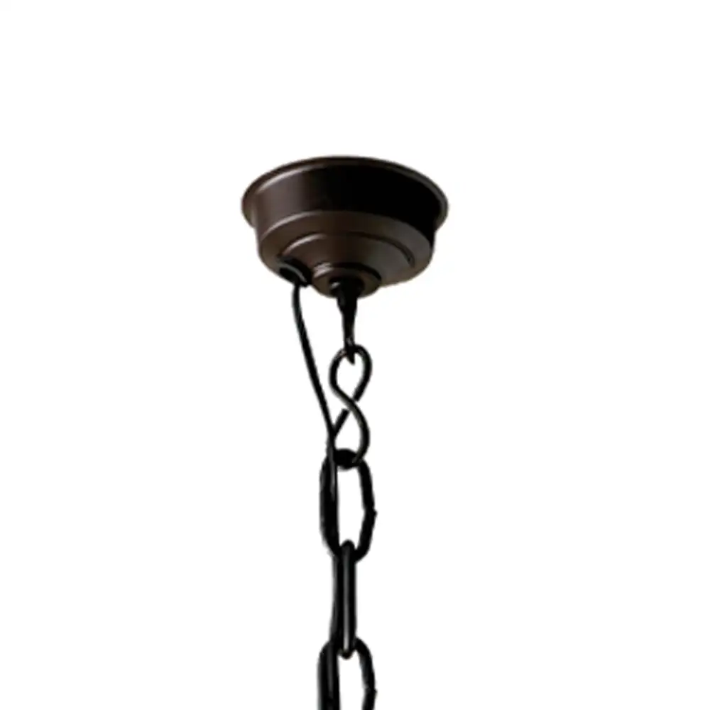 Portalámparas de techo colgante percha con campana esfera en madera y pantalla metálica Campiluz detalle cadena