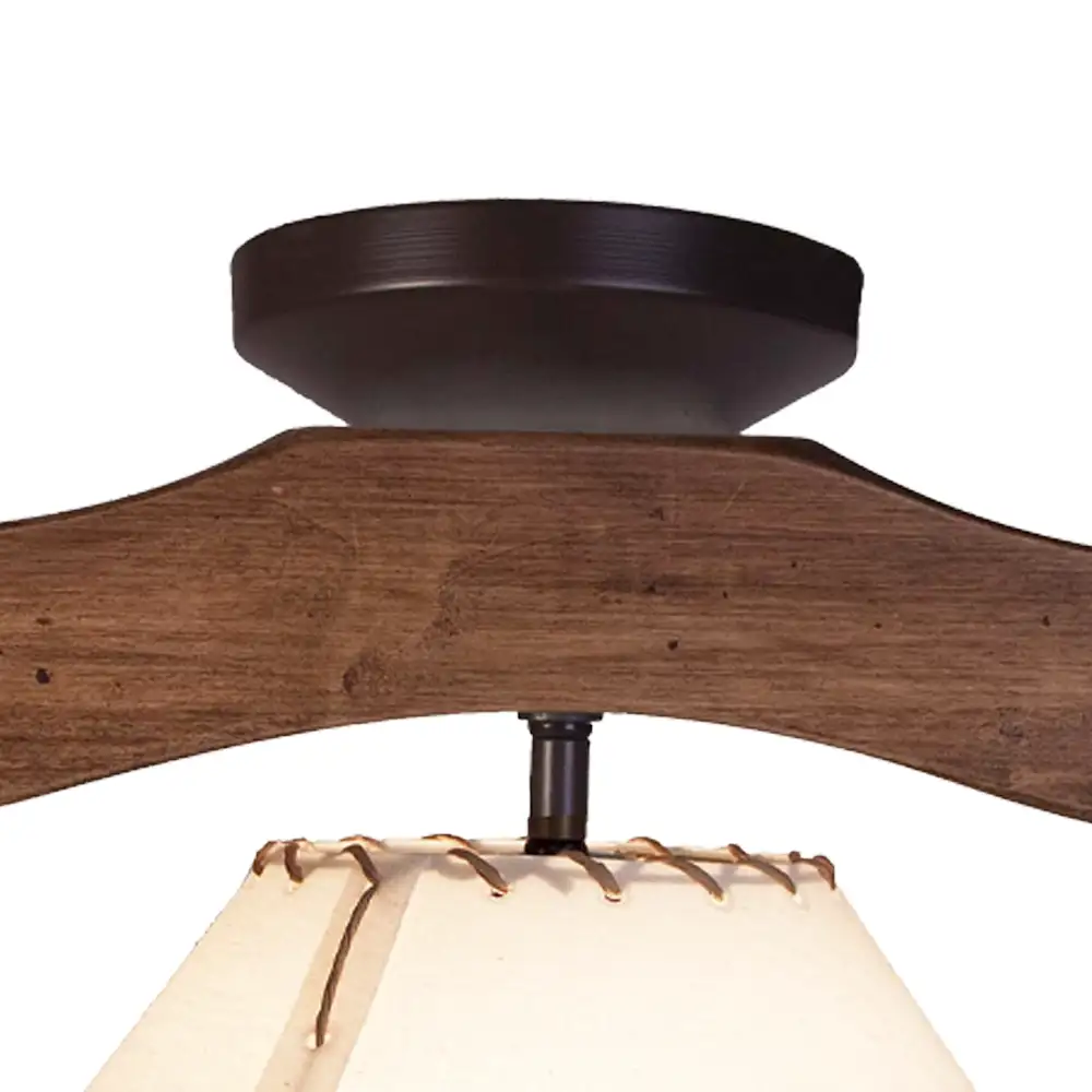 Portalámparas de techo fijo Napo individual con soporte de madera y pantalla textil Campiluz detalle soporte