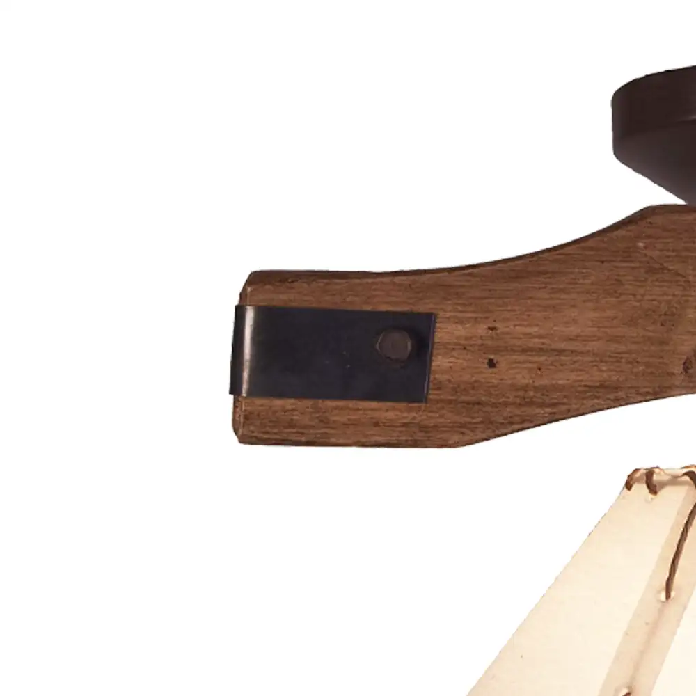 Portalámparas de techo fijo Napo individual con soporte de madera y pantalla textil Campiluz vista lateral