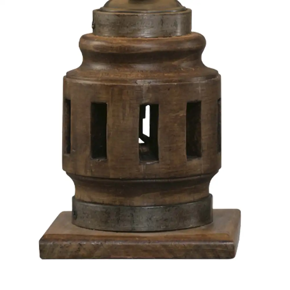 Portalámparas de sobremesa maza en madera con pantalla textil decorativa clásica Campiluz detalle pantalla